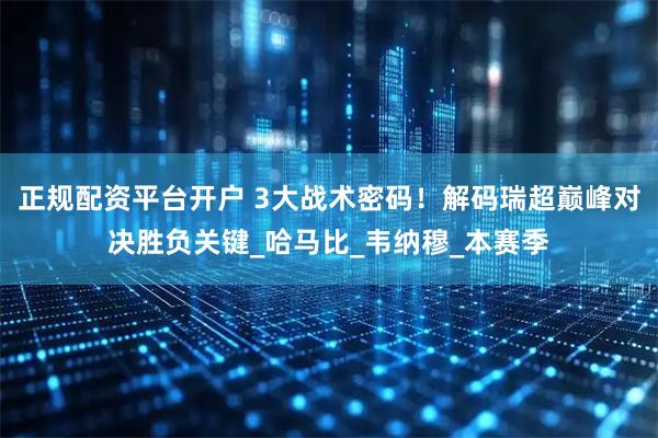 正规配资平台开户 3大战术密码！解码瑞超巅峰对决胜负关键_哈马比_韦纳穆_本赛季